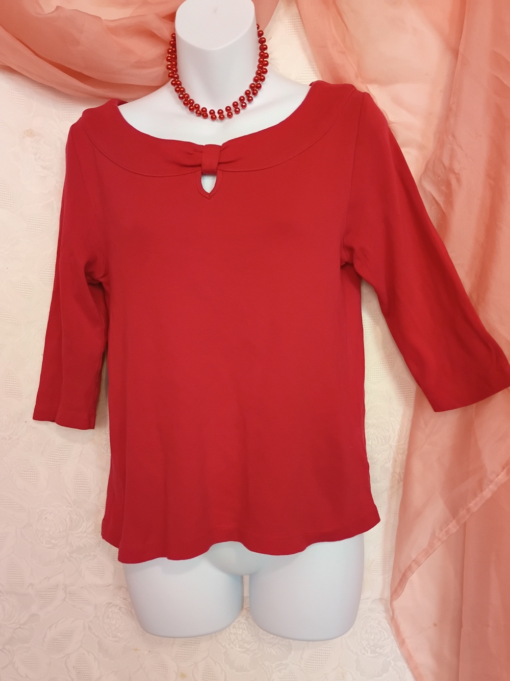 Rafaella Ladies Red Crewneck Knit Top Sz Sm